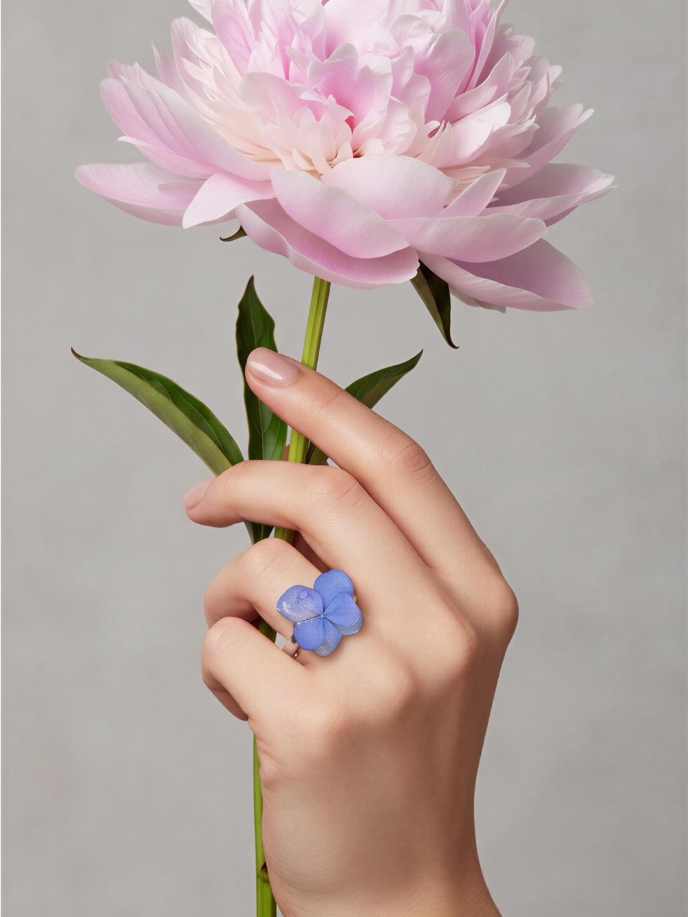 Blue Floral Statement Ring - Women Jewelry